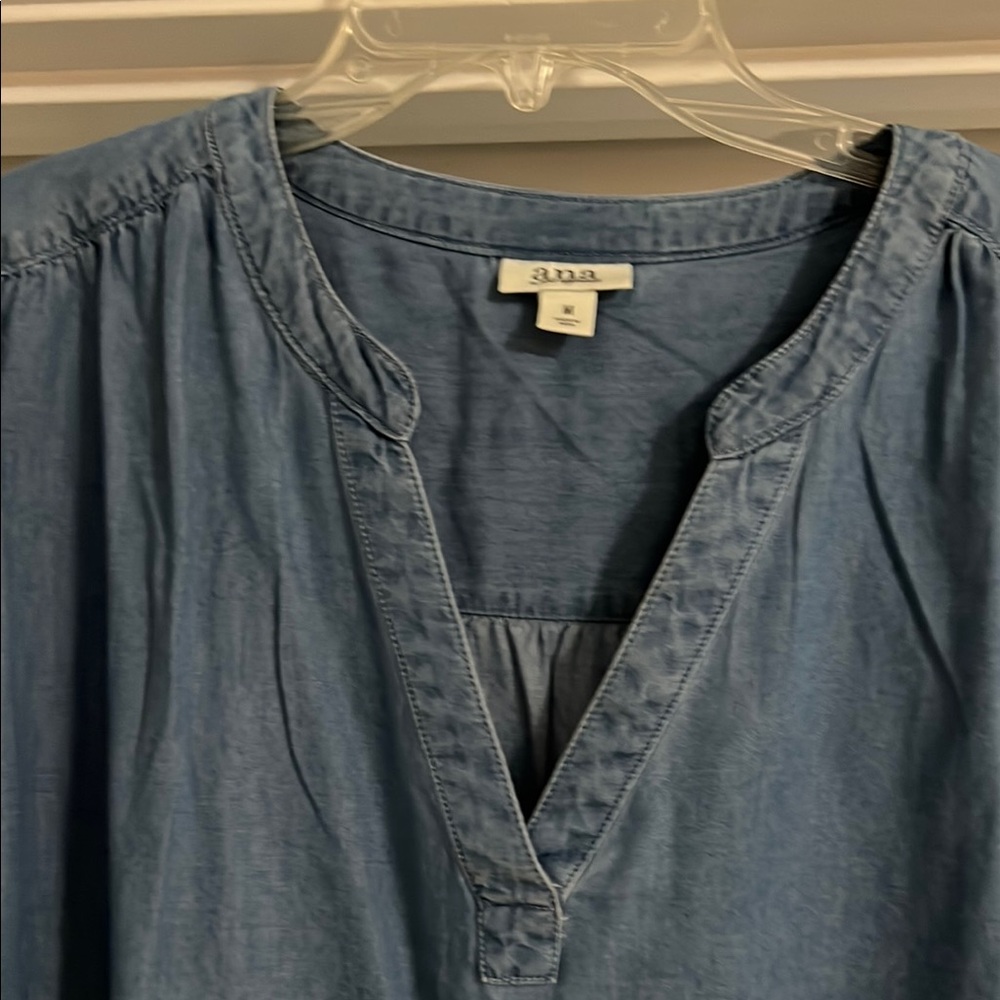 a.n.a Blue Dolman Sleeve V-Neck Mini Dress - Picture 2 of 3
